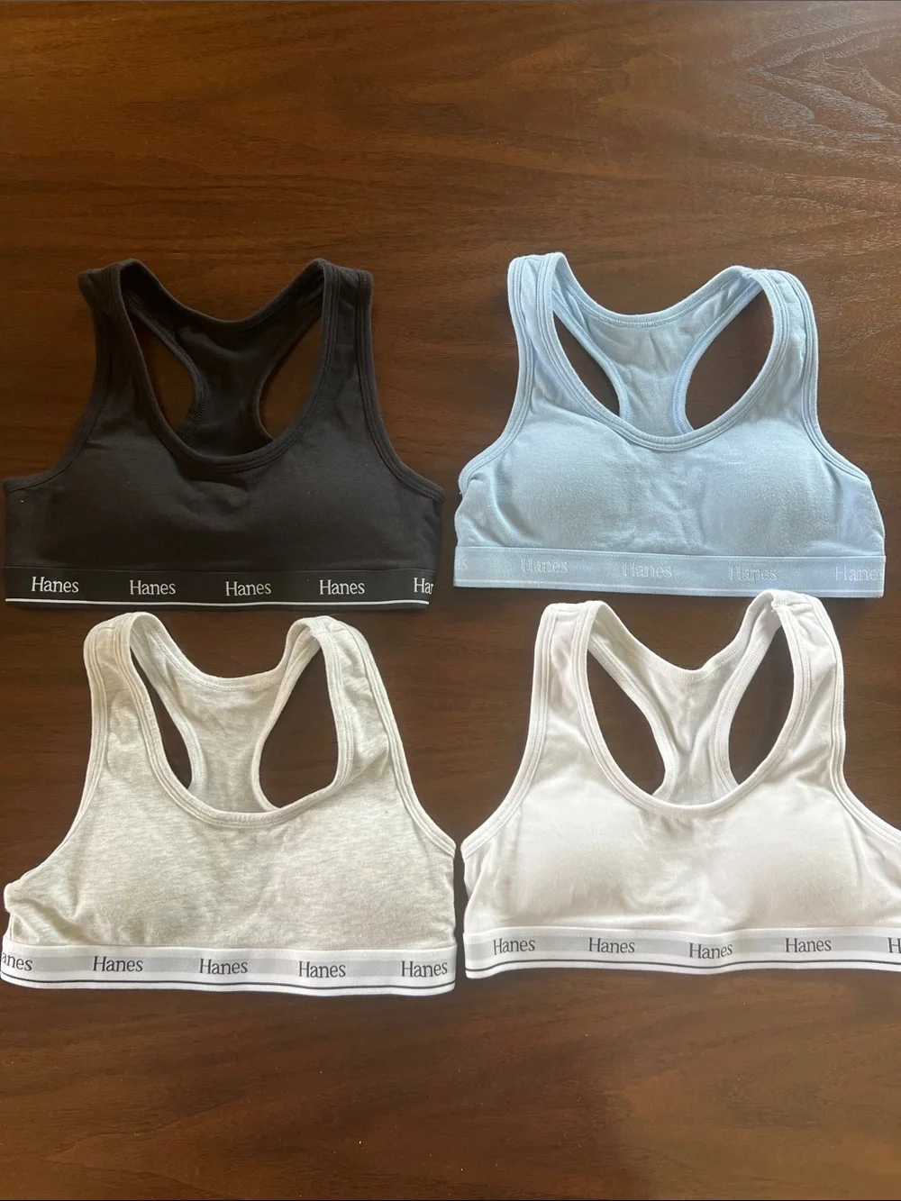 Hanes Girls Cotton Sports Bras - 4 Pack - Size Medium
